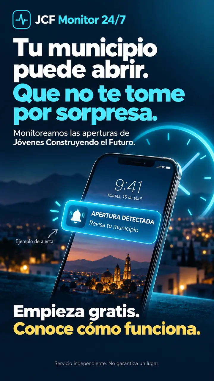 JCF Monitor 24/7: tu municipio puede abrir, que no te tome por sorpresa. Empieza gratis.