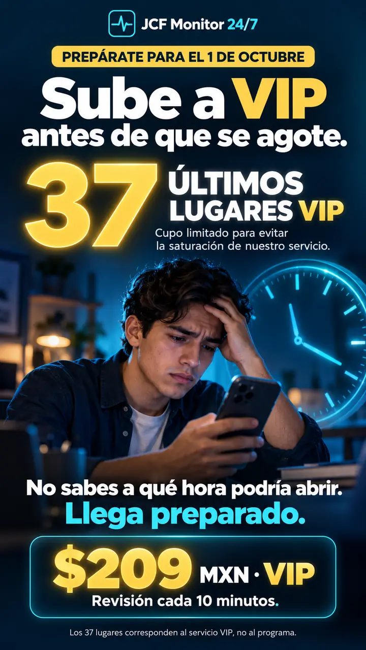 Prepárate para el 1 de octubre: sube a VIP antes de que se agote.